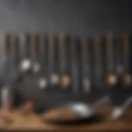 Elegant arrangement of various metal utensils