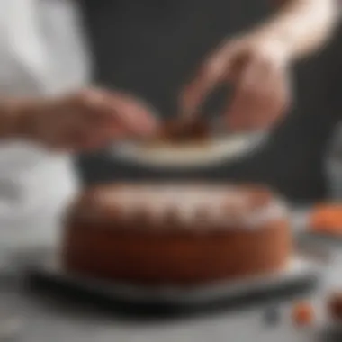 A baker easily releasing a cake from a silicone sheet pan