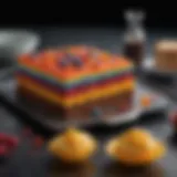 Elegant silicone sheet cake pan with a vibrant cake inside