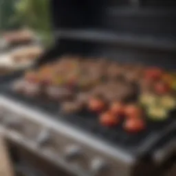 A beautifully arranged gas grill setup with various grilling tools.