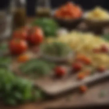 Fresh Ingredients for Flavor An assortment of fresh herbs and vegetables ready for sauce making