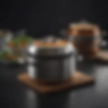 Craftsmanship of Stackmaster Cookware Detailed close-up of Stackmaster cookware surface highlighting craftsmanship