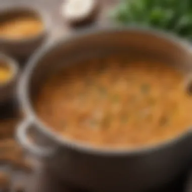 Chickpeas simmering in a pot with spices and coconut milk