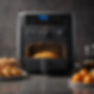 A detailed view of the control panel with various settings of the Cosari Air Fryer.