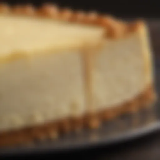 A close-up of the creamy cheesecake texture