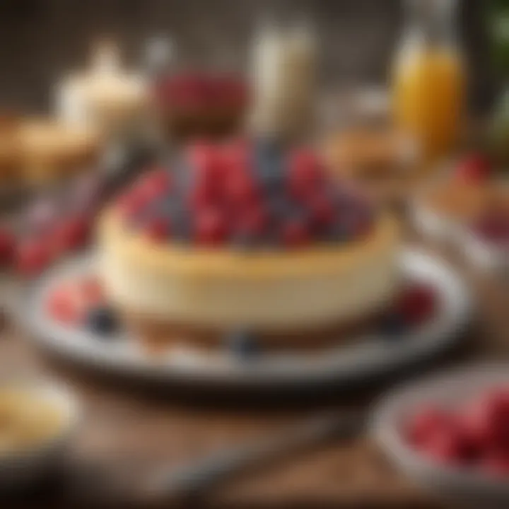 Ingredients laid out for cheesecake creation