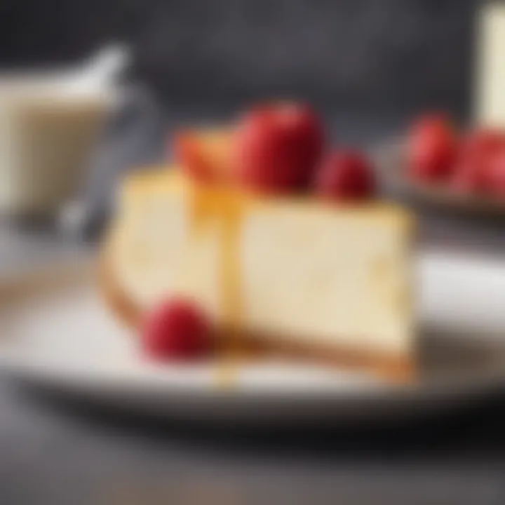 A beautifully plated slice of cheesecake