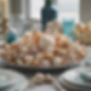Seashells and Centerpieces: The Perfect Table Setting A beautifully decorated table featuring seashells and ocean-themed centerpieces.