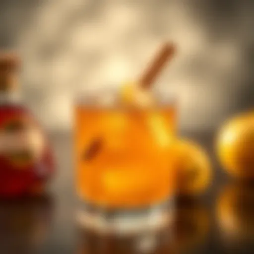 Refined Apple Pie Moonshine Cocktail Elegant cocktail glass filled with apple pie moonshine cocktail, garnished with a cinnamon stick and apple slice