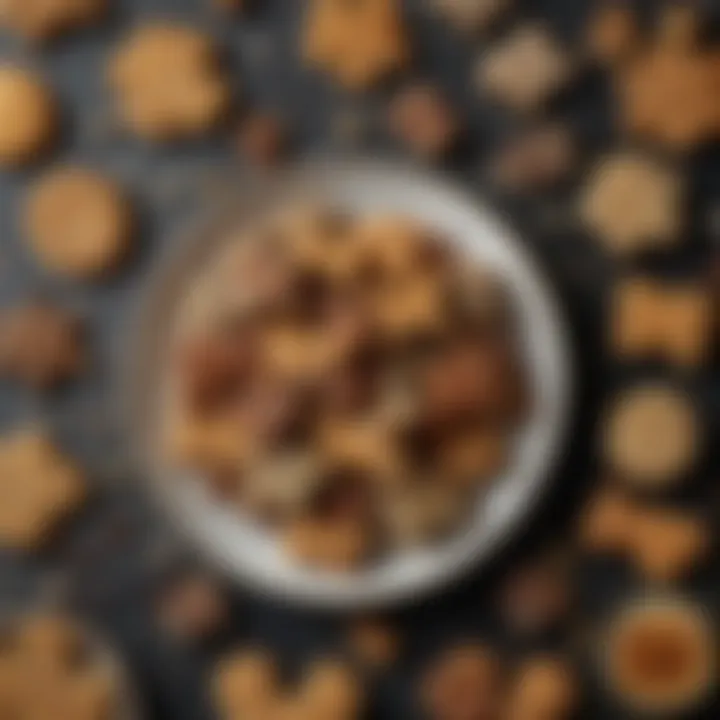 An array of finished dog treats presented beautifully on a plate, illustrating the diversity of recipes