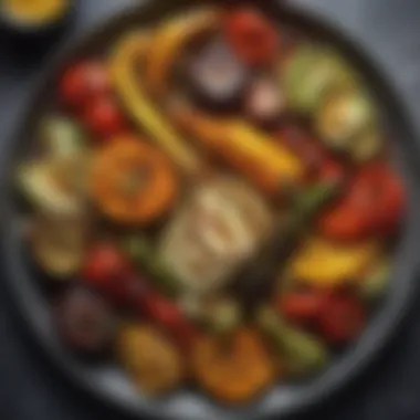 Vibrant Grilled Vegetables An assortment of colorful grilled vegetables arranged on a platter