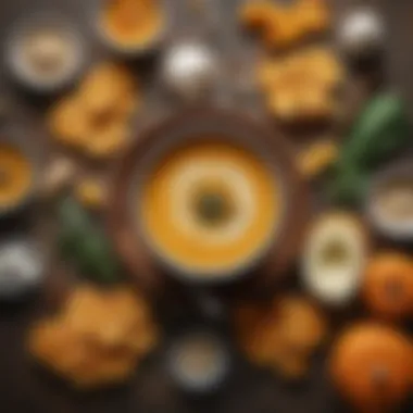 Fresh Ingredients for Soup An array of fresh butternut squash and coconut milk ingredients artfully arranged.