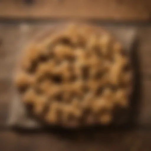 Delicious peanut butter dog treats arranged on a rustic wooden surface