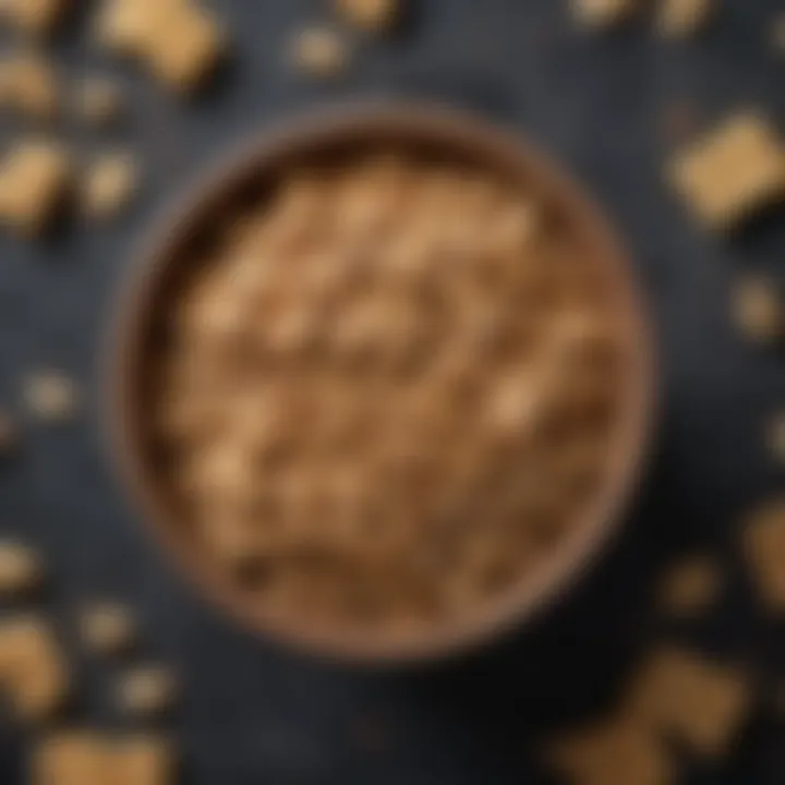 A bowl filled with wholesome ingredients for dog treats, including oats and peanut butter