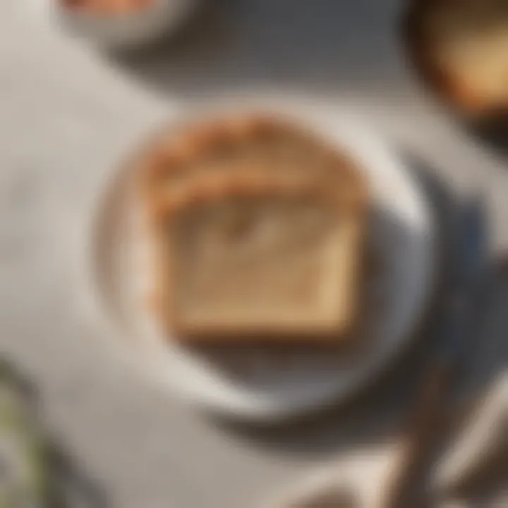 A beautifully arranged slice of gluten-free bread on a plate, garnished with a spread for added appeal.