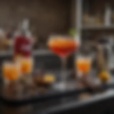 Cocktail Crafting Essentials An elegant bar setup showcasing cocktail-making tools