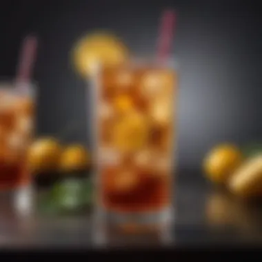 A beautifully garnished Long Island Iced Tea glass