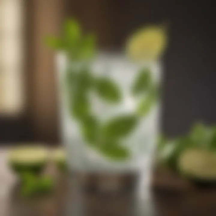 An elegant glass filled with a perfectly crafted mojito