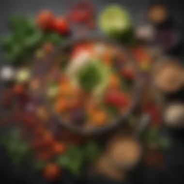 Colorful Plant-Based Ingredients A vibrant assortment of fresh vegetables and grains