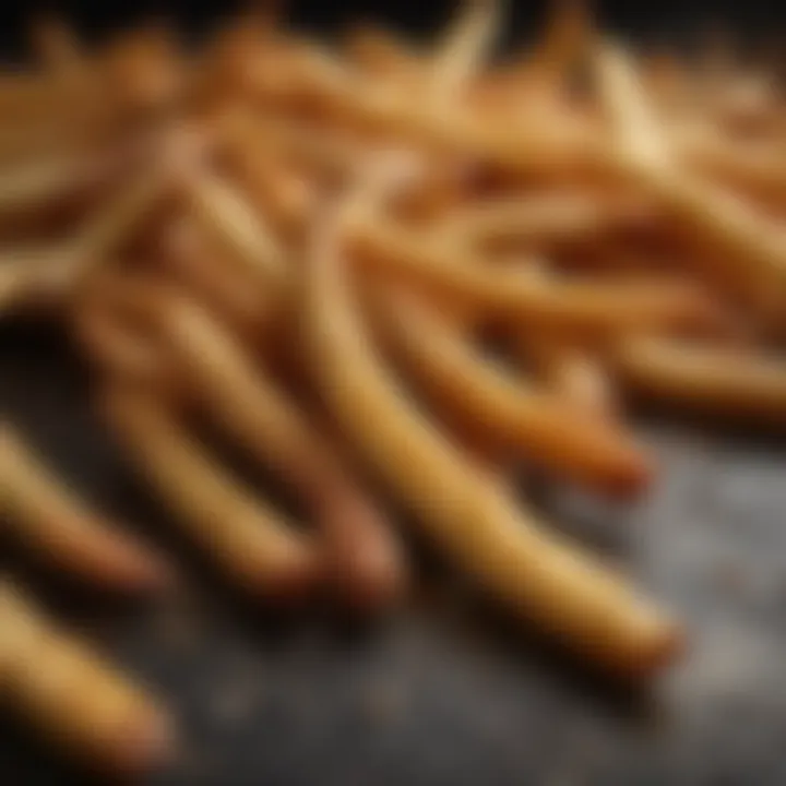 Close-up of seasoned fries showcasing a crispy texture