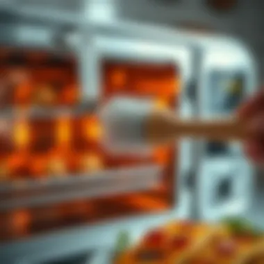 Essential Maintenance Tips for Longevity Maintaining air fryer toaster oven with a cleaning brush