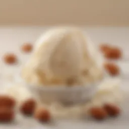Smooth and creamy texture of almond ice cream