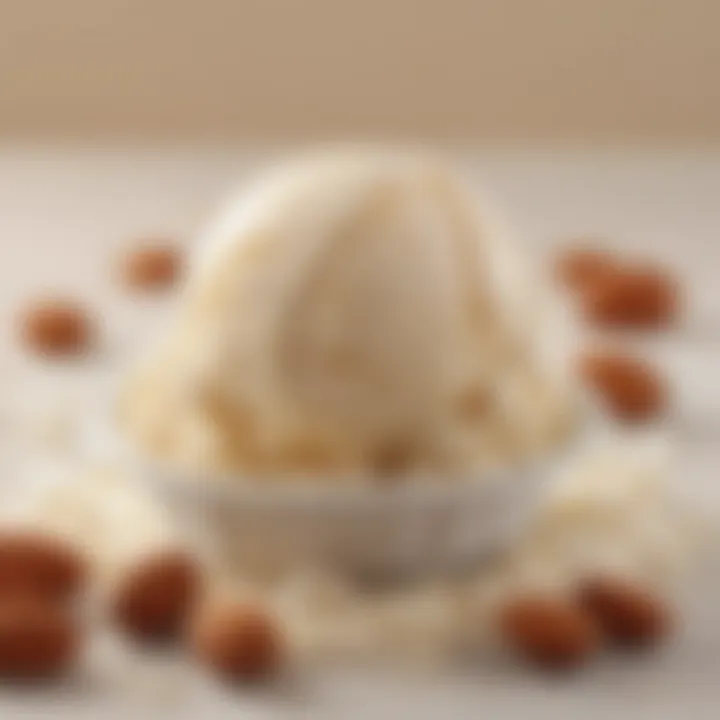 Smooth and creamy texture of almond ice cream