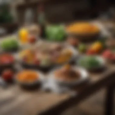 The Art of Balanced Eating A serene setting of a balanced meal served on a rustic table