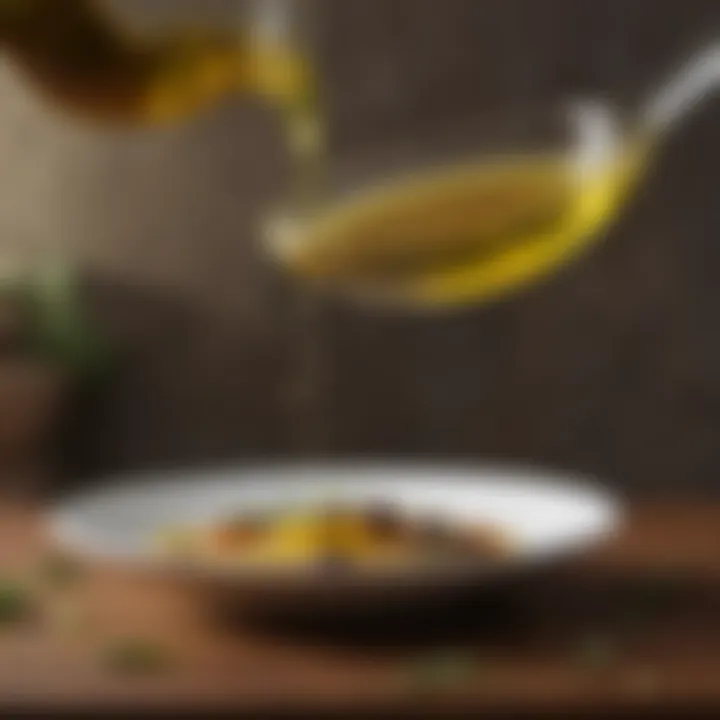 A vibrant dish elegantly drizzled with high-quality virgin olive oil