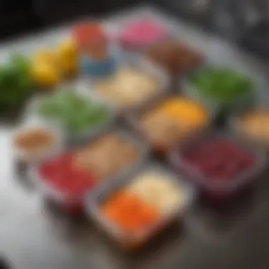 Colorful meal prep containers