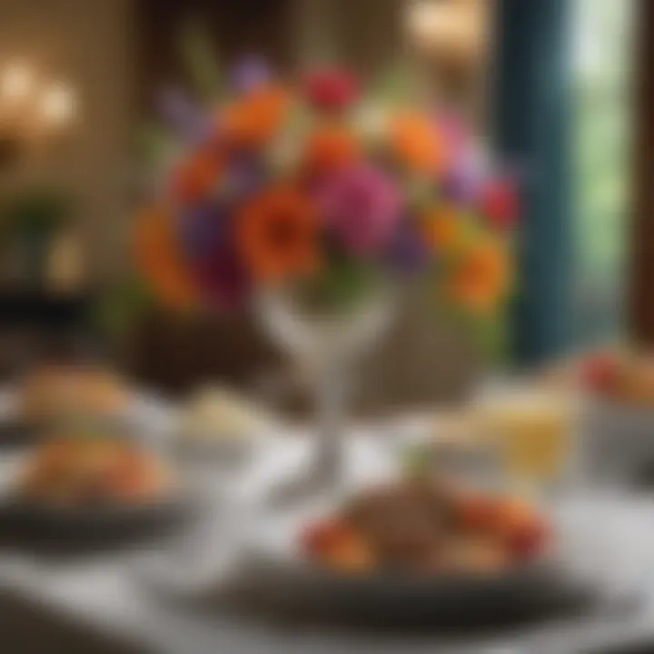 Vibrant floral arrangements enhancing the dining experience