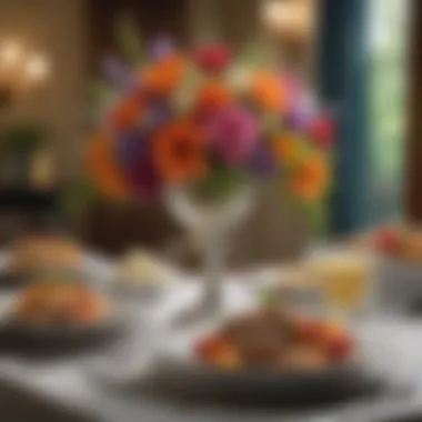 Floral Elegance in Culinary Delights Vibrant floral arrangements enhancing the dining experience