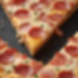 A close-up view of a slice of Hawaiian pizza showcasing the toppings