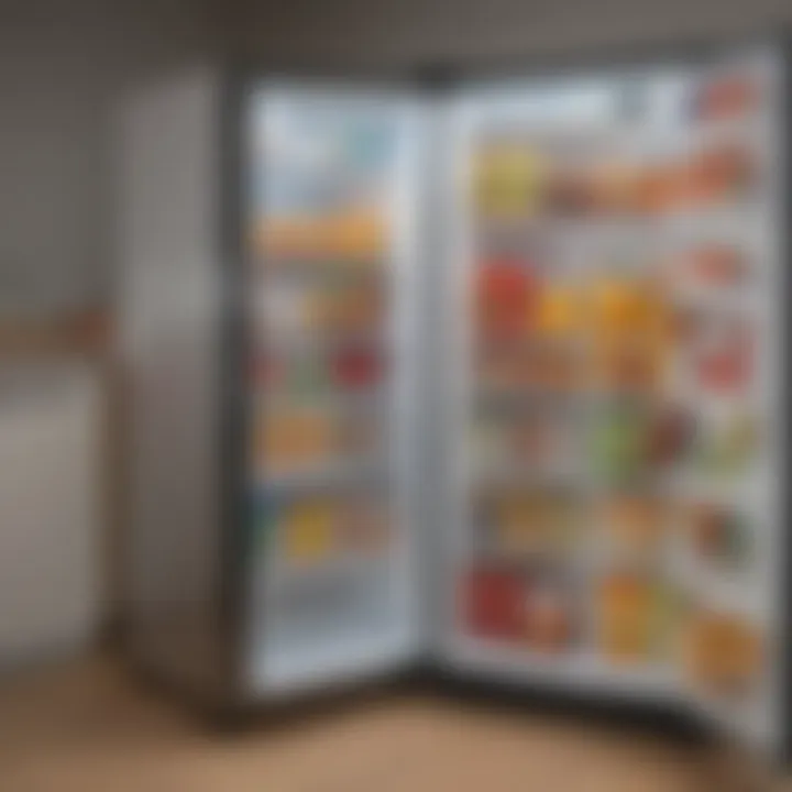 Energy-efficient dorm refrigerator showcasing energy label