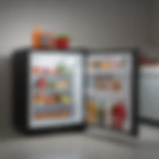 Compact dorm refrigerator with freezer compartment in modern design