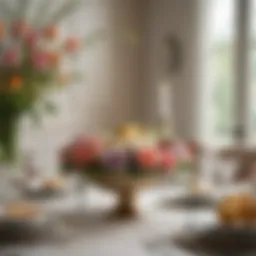 Elegant Easter table setting with floral centerpiece