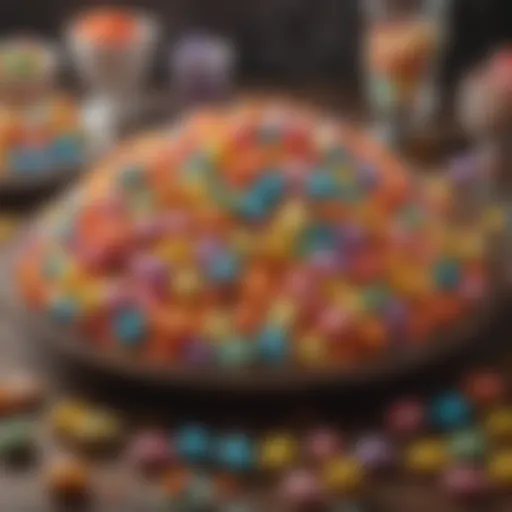Colorful assortment of Easter themed candies displayed on a festive table