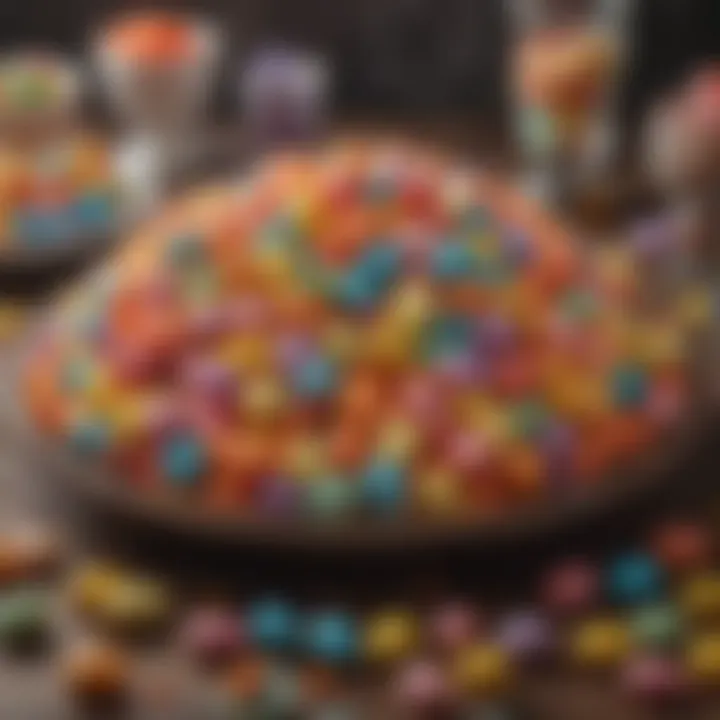 Colorful assortment of Easter themed candies displayed on a festive table