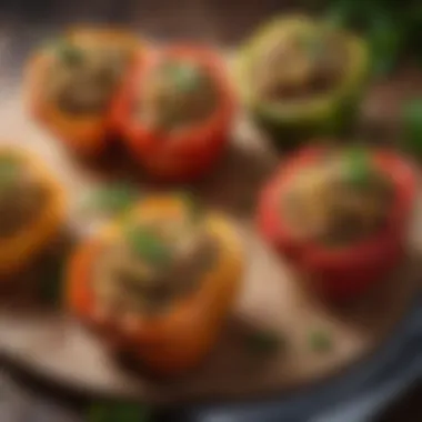 Colorful bell peppers stuffed with a savory mix of quinoa and herbs