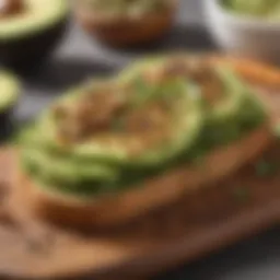 Avocado toast topped with seeds and herbs