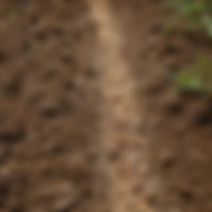 Close-up view of field mouse tracks in soil