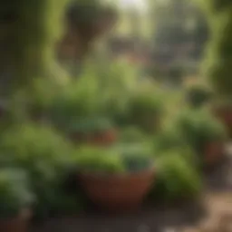 A well-maintained outdoor herb garden showcasing diverse plants.
