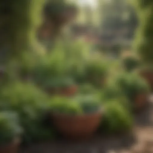 A well-maintained outdoor herb garden showcasing diverse plants.
