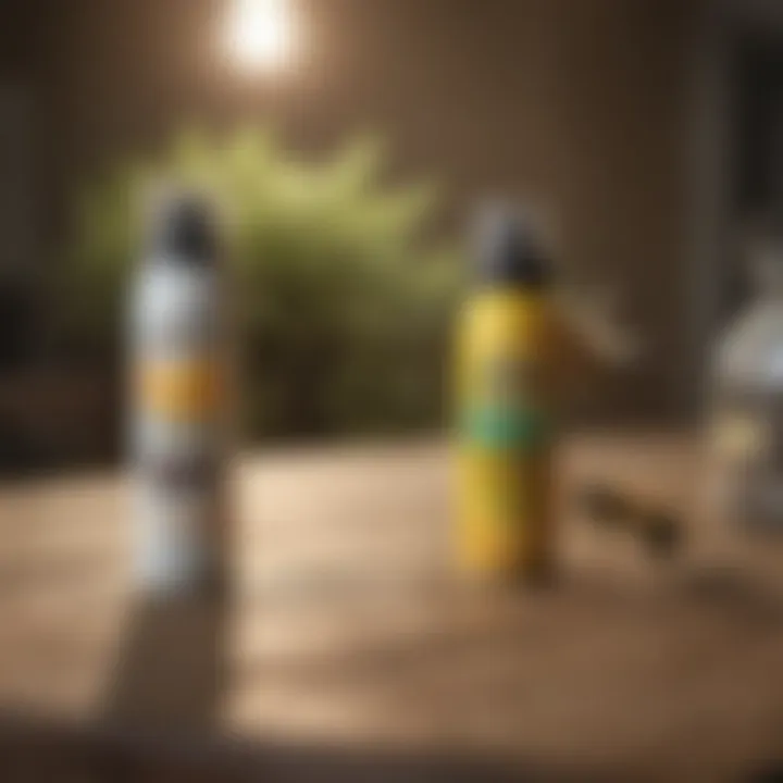 Commercial wasp deterrent spray on a table