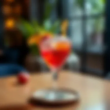 Colorful cocktail served with unique garnishes