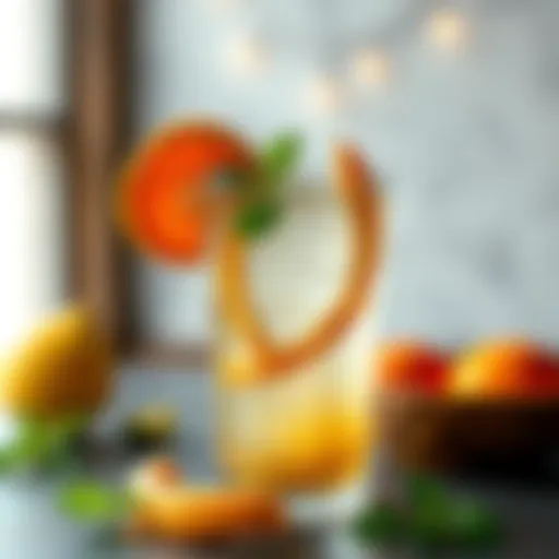 Refreshing non-alcoholic beverage garnished with mint and citrus