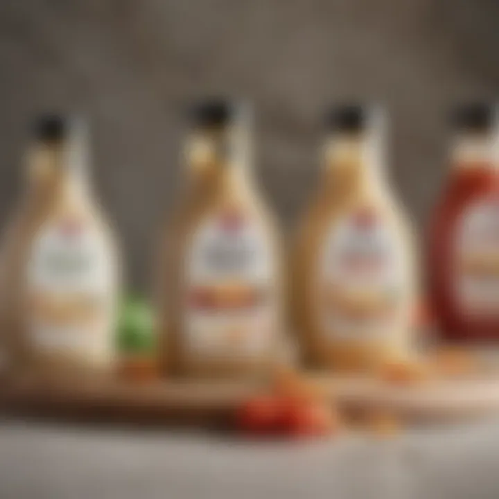 Gluten-free alternative sauces displayed on a countertop