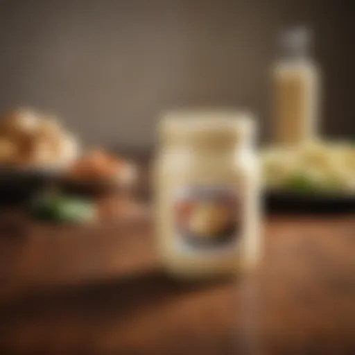 Prego Alfredo sauce jar on a wooden table