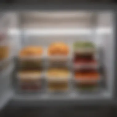 Homemade Frozen Meal Storage A well-organized freezer stocked with homemade frozen meals ready for quick access