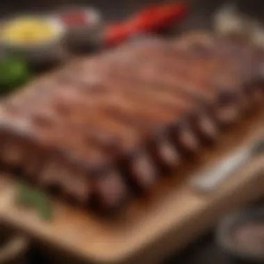 Types of Ribs Different types of ribs displayed on a wooden cutting board